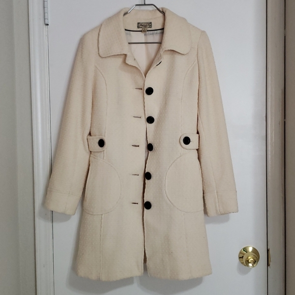 American Rag Cie Ivory Long Coat Size Small - Picture 9 of 12